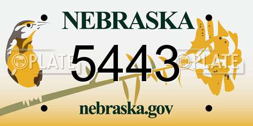 5443 Nebraska License Plate