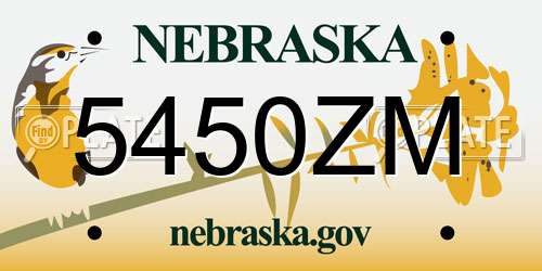 5450ZM Nebraska License Plate