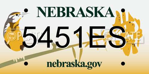 5451ES Nebraska License Plate