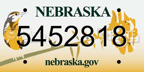 5452818 Nebraska License Plate