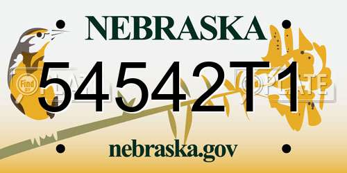 54542T1 Nebraska License Plate