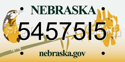 54575I5 Nebraska License Plate