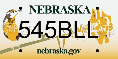 545BLL Nebraska License Plate