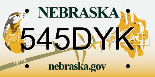 545DYK Nebraska License Plate