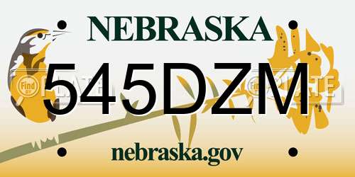 545DZM Nebraska License Plate
