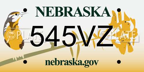 545VZ Nebraska License Plate