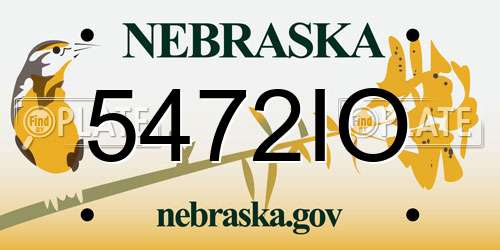 5472IO Nebraska License Plate
