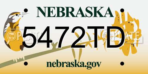 5472TD Nebraska License Plate