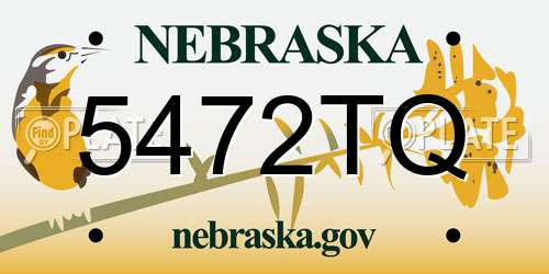 5472TQ Nebraska License Plate