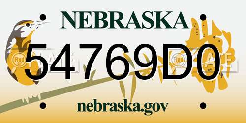 54769D0 Nebraska License Plate