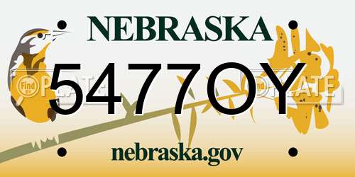 5477OY Nebraska License Plate
