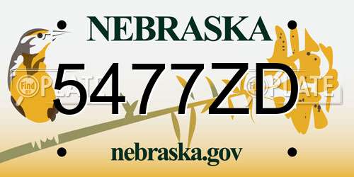 5477ZD Nebraska License Plate