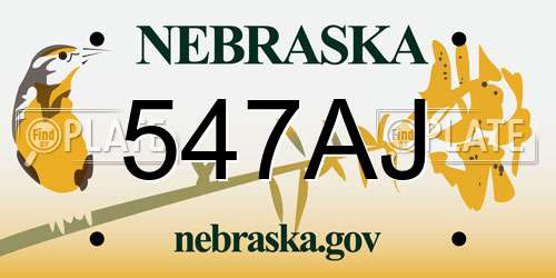 547AJ Nebraska License Plate