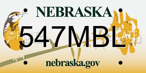 547MBL Nebraska License Plate