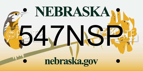 547NSP Nebraska License Plate