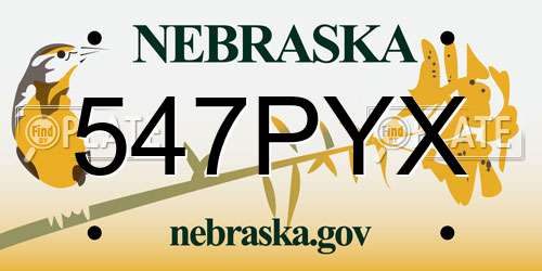 547PYX Nebraska License Plate