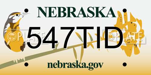 547TID Nebraska License Plate