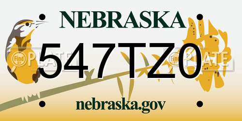 547TZ0 Nebraska License Plate