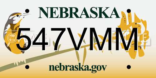 547VMM Nebraska License Plate