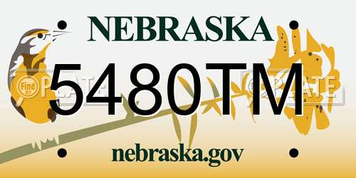 5480TM Nebraska License Plate