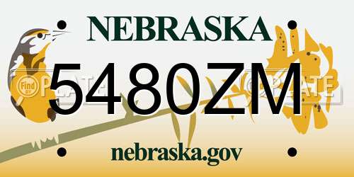 5480ZM Nebraska License Plate