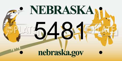 5481 Nebraska License Plate