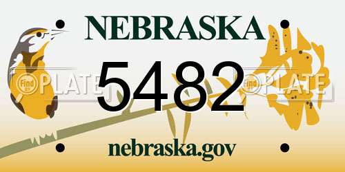 5482 Nebraska License Plate