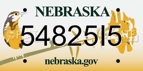54825I5 Nebraska License Plate