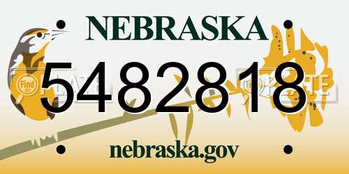 5482818 Nebraska License Plate