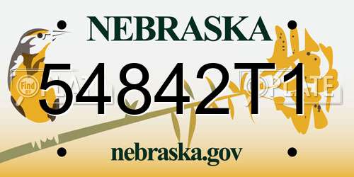 54842T1 Nebraska License Plate