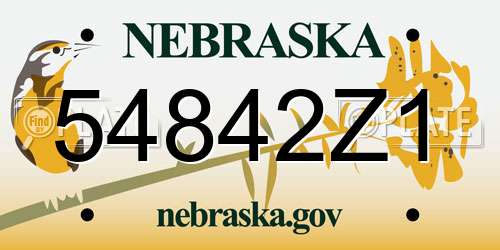 54842Z1 Nebraska License Plate