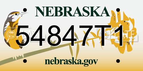 54847T1 Nebraska License Plate