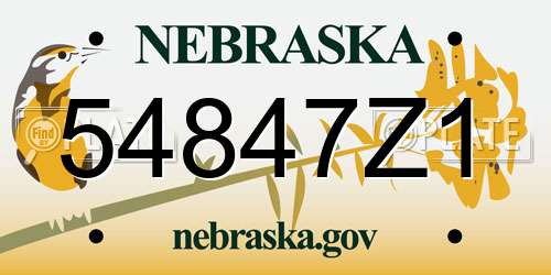 54847Z1 Nebraska License Plate