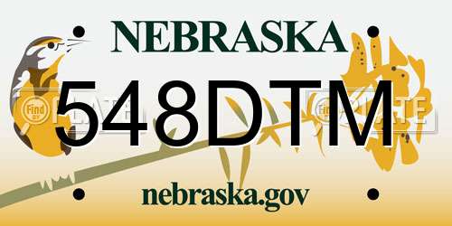 548DTM Nebraska License Plate