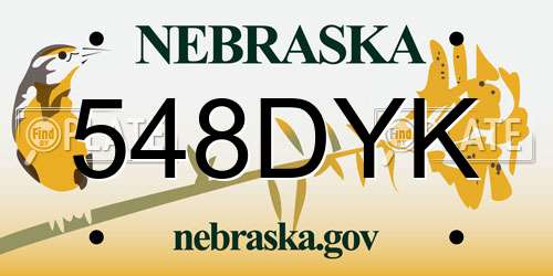 548DYK Nebraska License Plate
