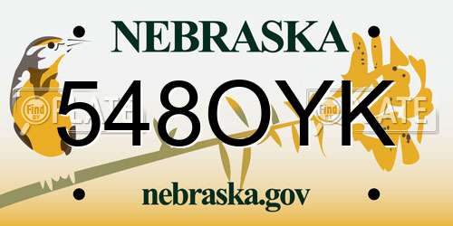 548OYK Nebraska License Plate