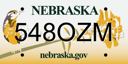 548OZM Nebraska License Plate