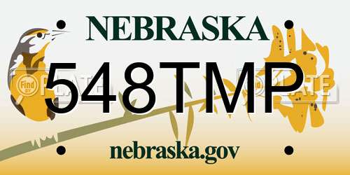 548TMP Nebraska License Plate