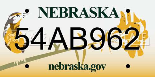 54AB962 Nebraska License Plate