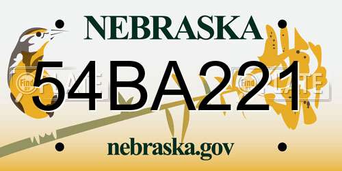 54BA221 Nebraska License Plate