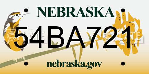 54BA721 Nebraska License Plate