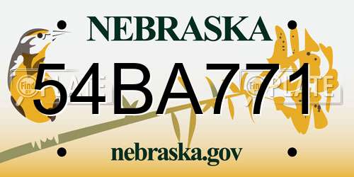 54BA771 Nebraska License Plate