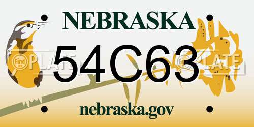 54C63 Nebraska License Plate