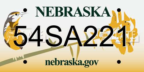 54SA221 Nebraska License Plate