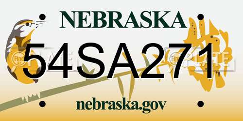 54SA271 Nebraska License Plate