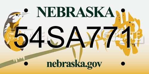 54SA771 Nebraska License Plate