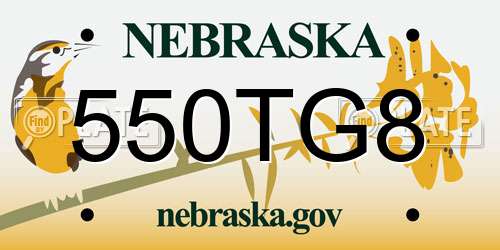 550TG8 Nebraska License Plate