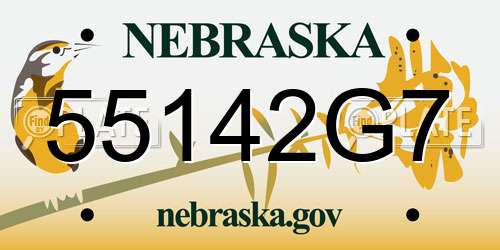 55142G7 Nebraska License Plate