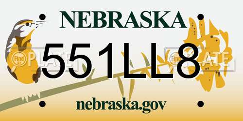 551LL8 Nebraska License Plate