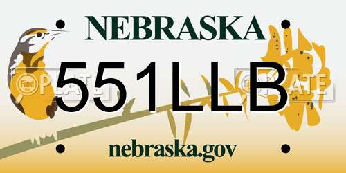 551LLB Nebraska License Plate